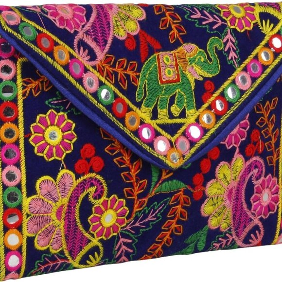 Accessories - Elephant Sling Bag Cotton Handcrafted Clutch Crossbody Women Girls Blue